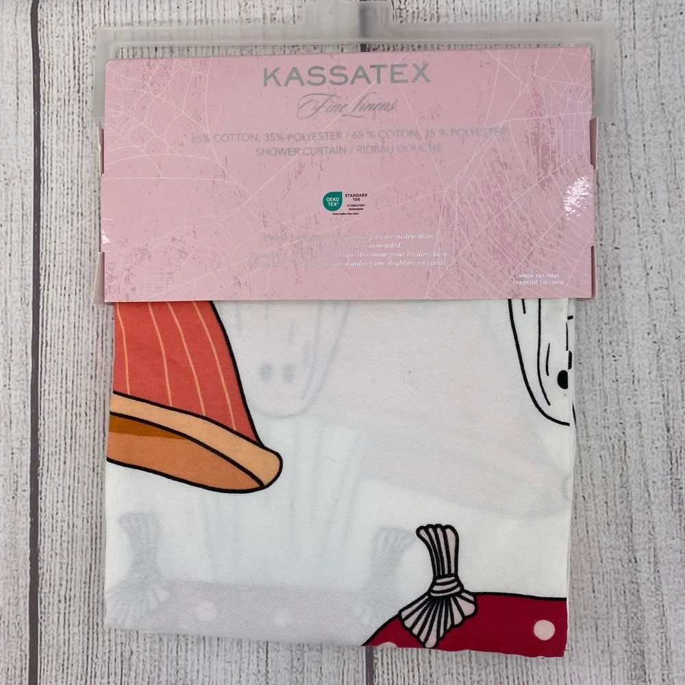 Kassatex Shower Curtain White Ghost Bathtub Halloween Spooky Whimsical Quirky